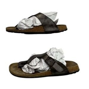 Betula Birkenstock Thong Sandals Cork Footbed Adjustable Strap Brown Size 10